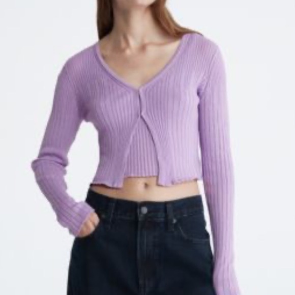 Calvin Klein Performance purple cropped long sleeve cardigan size XL 
NWT - Picture 1 of 8